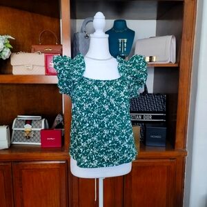 Luna Moon Ruffled Sleeve Floral Blouse